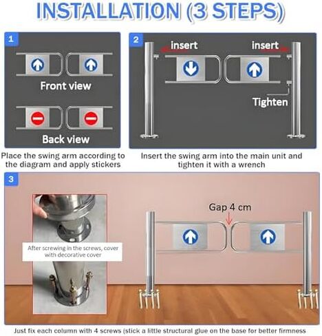 Metal Swing Gate for Supermarket Entrance Security, 90° Opening Safety Barrier with Closure Device for Supermarkets, Libraries - Durable 60x100cm Metal Gate in Saudi Arabia