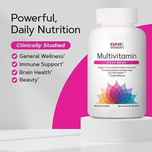 GNC Women's Ultra Mega Multivitamin | Supports Overall Health and Wellness in Women | Clinically Proven to Make You Feel Better | Timed-Release | 90 Count in Saudi Arabia