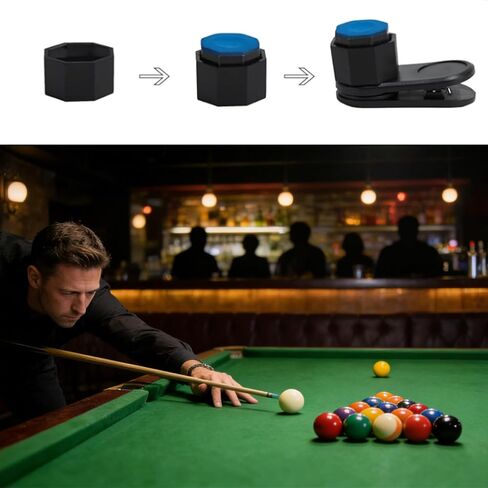 Octagon Pool Chalk Holder, Portable Billiard Cue Chalk Holder, Pool Cue Chalk Holder with Magnetic Belt Clip,Pool Cue Chalk Case Container Box for Billiard Cue Tip Tool Snooker Pool Table Accessory in Kuwait