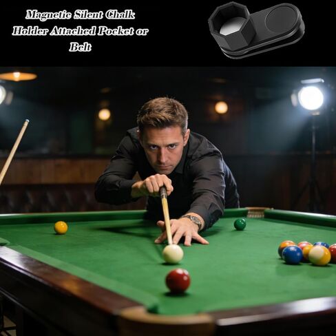 Octagon Pool Chalk Holder, Portable Billiard Cue Chalk Holder, Pool Cue Chalk Holder with Magnetic Belt Clip,Pool Cue Chalk Case Container Box for Billiard Cue Tip Tool Snooker Pool Table Accessory in Kuwait