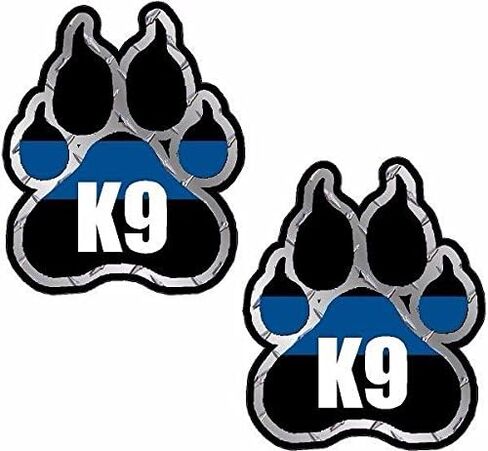 2-3 "x 2.5" الشرطة K9 باو مجموعة ملصقات K-9 ضابط الكلب وحدة رقيقة الخط الأزرق ملصق نافذة السيارة الوفير in Saudi Arabia