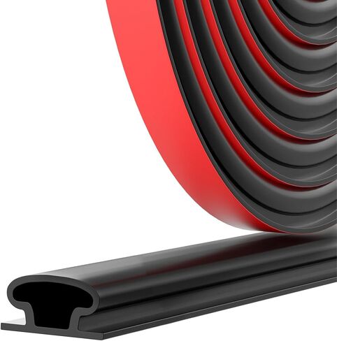 شريط ختم الباب لتجريد الطقس، شريط مطاطي للباب على شكل حرف D، شريط ختم للأبواب ذاتية اللصق لإطار النافذة وعزل عازل للصوت (أسود، 33 قدمًا) in Kuwait