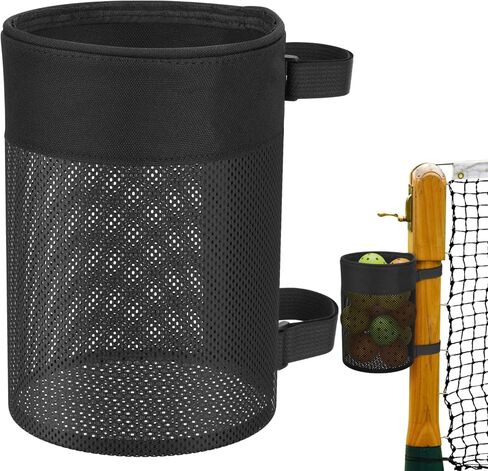 Pickleball Ball Holder Foldable Storage Mesh Bag for Pickleball Net Post, Large Storage Hanging Bag with Strap for Holding 18 Balls in Kuwait