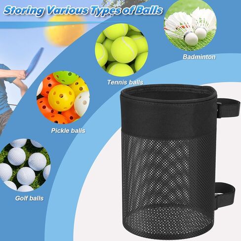 Pickleball Ball Holder Foldable Storage Mesh Bag for Pickleball Net Post, Large Storage Hanging Bag with Strap for Holding 18 Balls in Kuwait