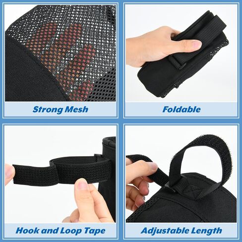 Pickleball Ball Holder Foldable Storage Mesh Bag for Pickleball Net Post, Large Storage Hanging Bag with Strap for Holding 18 Balls in Kuwait