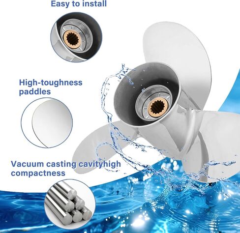 FYMP OEM 13 1/4 x 17 Upgrade Stainless Steel Outboard Boat Propeller for Yamaha Engines 60 70 75 80 85 90 100 115 HP, Reference Part No.688-45930-02-00,15 Spline Tooth,3 Blades,RH in Kuwait