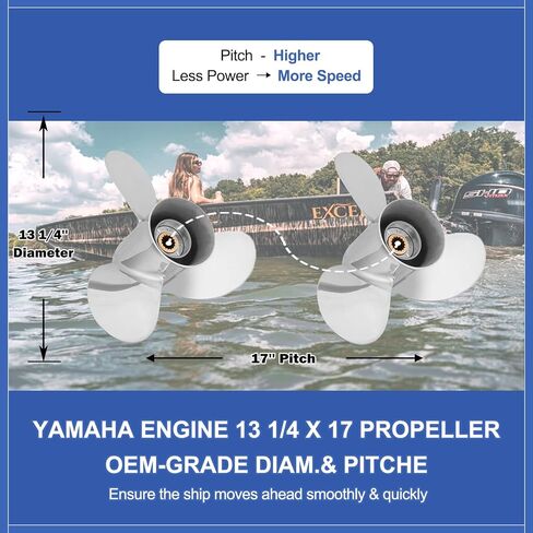 FYMP OEM 13 1/4 x 17 Upgrade Stainless Steel Outboard Boat Propeller for Yamaha Engines 60 70 75 80 85 90 100 115 HP, Reference Part No.688-45930-02-00,15 Spline Tooth,3 Blades,RH in Kuwait