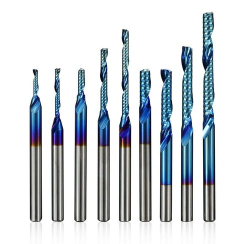 1pcs Single Flute O Flute Spiral End Mill 3.175mm Shank Single Flute End Mill Nano Blue Coated CNC Router Bit Spiral Milling Bit for Aluminum Acrylic PVC MDF Plastic in Saudi Arabia