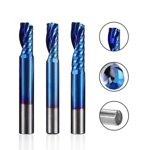 1pcs Single Flute O Flute Spiral End Mill 3.175mm Shank Single Flute End Mill Nano Blue Coated CNC Router Bit Spiral Milling Bit for Aluminum Acrylic PVC MDF Plastic in Saudi Arabia