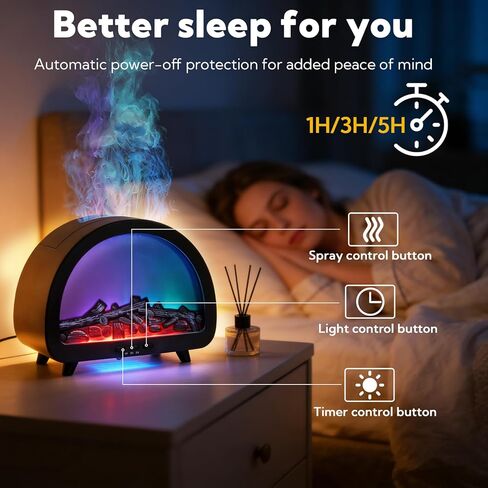 2 Pack Flame Essential Oil Diffuser 200ml Ultrasonic Cool Mist Humidifier 12 Colors LED Light with Remote Control Aromatherapy Diffuser for Home Bedroom Hotel Office Spa Yoga,Wooden Grain+Black in Saudi Arabia