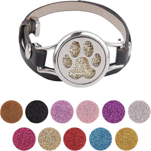Framendino, Paw Essential Oil Diffuser Adjustable Black Leather Bracelet with Refill Pads in Saudi Arabia