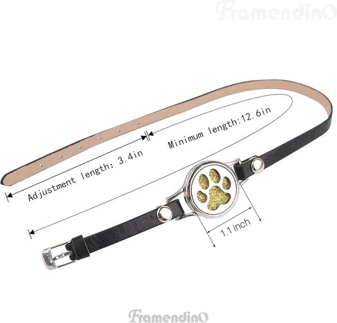 Framendino, Paw Essential Oil Diffuser Adjustable Black Leather Bracelet with Refill Pads in Saudi Arabia