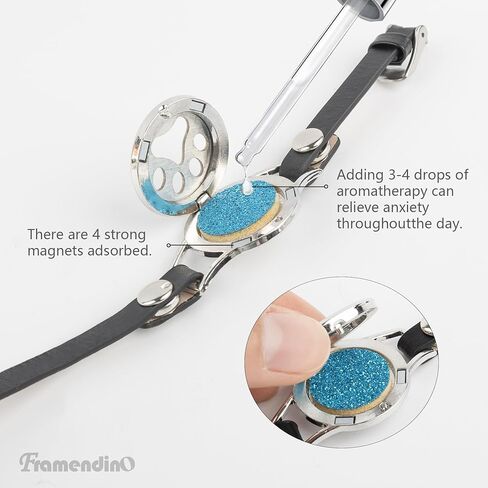 Framendino, Paw Essential Oil Diffuser Adjustable Black Leather Bracelet with Refill Pads in Saudi Arabia