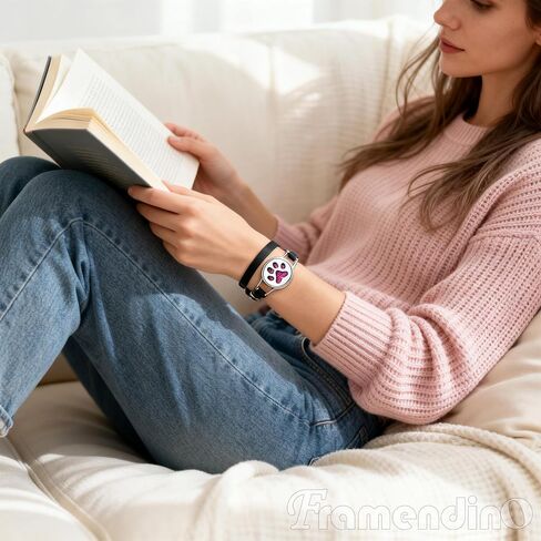 Framendino, Paw Essential Oil Diffuser Adjustable Black Leather Bracelet with Refill Pads in Saudi Arabia