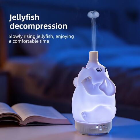 Morbou Rotating Elephant Diffuser with Color Gradient Light, Ultrasonic Silent Essential Oil Diffuser for Home Bedroom and Office, Cute Decorative Humidifier with Remote Control in Kuwait