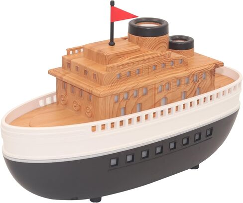 Wood-Look Cartoon Boat Ornament Oil Diffusers with 300ml Capacity for Large Rooms, Auto Shut-Off Dual-Hole Spraying Mist & 8-Hour Aromatherapy Humidifier, Type-C Port Connection for Bedroom Office in Saudi Arabia