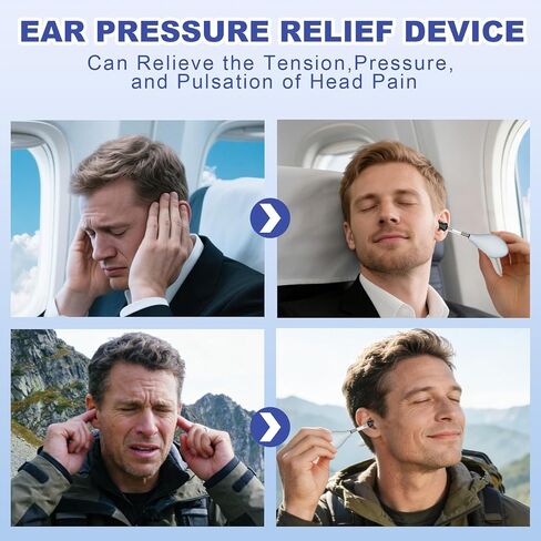 Ear Pressure Relief Suction Device, Tinnitus Relief for Ringing Ears, Portable & Effective Ear Pressure Reliever Device, Ideal for Flying, Reduces Tension with 3 Sizes of Earbuds-5RM in Kuwait