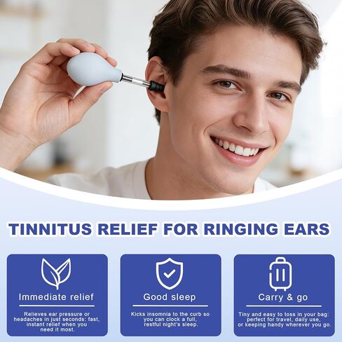 Ear Pressure Relief Suction Device, Tinnitus Relief for Ringing Ears, Portable & Effective Ear Pressure Reliever Device, Ideal for Flying, Reduces Tension with 3 Sizes of Earbuds-5RM in Kuwait
