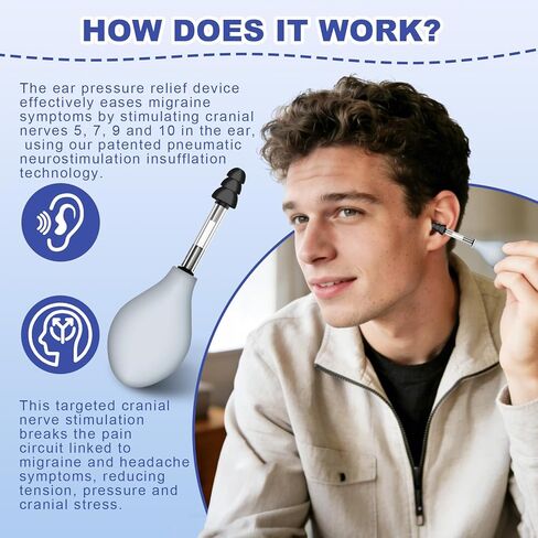 Ear Pressure Relief Suction Device, Tinnitus Relief for Ringing Ears, Portable & Effective Ear Pressure Reliever Device, Ideal for Flying, Reduces Tension with 3 Sizes of Earbuds-5RM in Kuwait