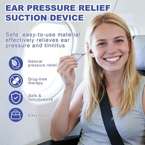 Ear Pressure Relief Suction Device, Tinnitus Relief for Ringing Ears, Portable & Effective Ear Pressure Reliever Device, Ideal for Flying, Reduces Tension with 3 Sizes of Earbuds-5RM in Kuwait