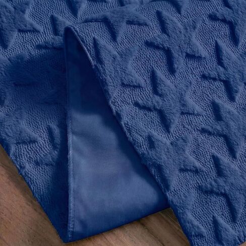 Artoid Mode Blue Soft Plush Faux Fur Jacquard Big Stars 4th of July Table Runner, Memorial Day Holiday Kitchen Dining Table Decoration for Home Party Decor 13x72 Inch in Saudi Arabia