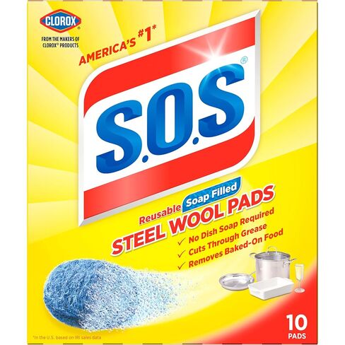 S.O.S-10002 , Steel Wool Soap Pads, 10 Ct in Kuwait