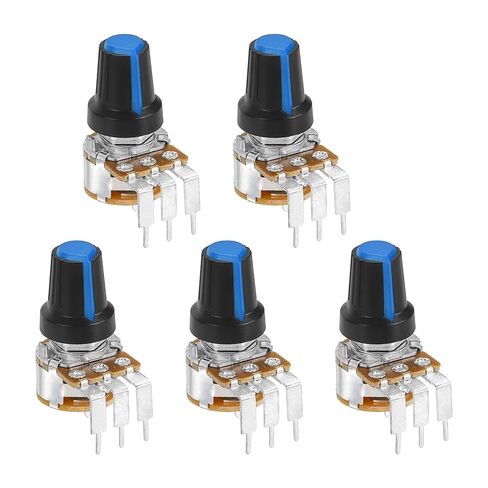 MECCANIXITY 5Pcs 50K Ohm Rotary Potentiometer, WH148 3 Pin Single Turn Linear Taper Variable Resistor Potentiometers with Switch for Inverter Speed Regulation, Black White in Saudi Arabia