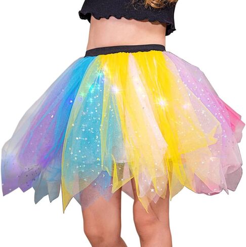 TWINKLEDE Light Up Rainbow Tutu Tulle Skirt Layered Costume Birthday Party Dance Skirts for Women in Saudi Arabia