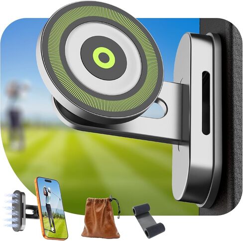 Magnetic Golf Cart Phone Holder Compatible with iPhone 12-17, Golf Accessories for Men, Photography-Friendly T-Shape Design Strong Magnetic Phone Caddy with 360° Adjustable Ball Head, Golf Gifts in Saudi Arabia