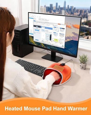 لوحة ماوس مُدفأة لتدفئة اليد - لوحة ماوس مدفأة USB للتدفئة على الوجهين - 3 إعدادات لدرجة الحرارة والمؤقت - سخان يدوي للماوس من الجلد الصناعي - هدية للعمل المكتبي والألعاب المنزلية - أسود in Kuwait