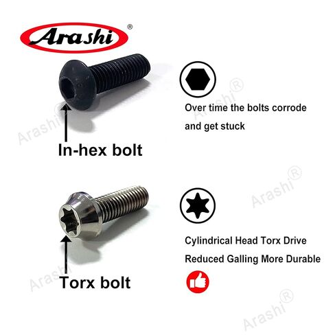 Arashi Rearsets Universal Replacement Bolts Screws Titanium Alloy M8 x 25mm x 1.25 mm Pitch Hex Allen Socket Head Pack of 4 Titanium Gray in Kuwait