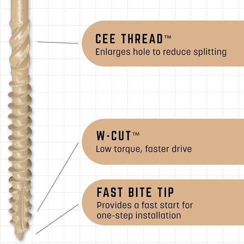GRK Fasteners Deck Elite #9 x 1-5/8 Inch Decking Screws, 1080 PCS, Corrosion Resistant Coating, Outdoor Fencing, Railing, and Deck Fasteners, Fast Bite Tip, Star Drive Recess, T-25 Bit Included, Tan in Saudi Arabia