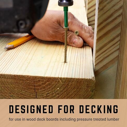 GRK Fasteners Deck Elite #9 x 1-5/8 Inch Decking Screws, 1080 PCS, Corrosion Resistant Coating, Outdoor Fencing, Railing, and Deck Fasteners, Fast Bite Tip, Star Drive Recess, T-25 Bit Included, Tan in Saudi Arabia