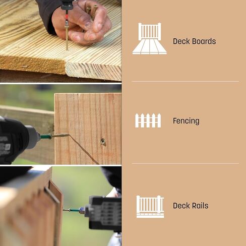 GRK Fasteners Deck Elite #9 x 1-5/8 Inch Decking Screws, 1080 PCS, Corrosion Resistant Coating, Outdoor Fencing, Railing, and Deck Fasteners, Fast Bite Tip, Star Drive Recess, T-25 Bit Included, Tan in Saudi Arabia
