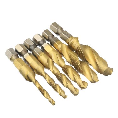 6Pcs Metric Thread M3-M10 Screw Tapping Tool 1/4" Hex Shank Titanium Plated HSS Combination Drill and Tap Set in Saudi Arabia