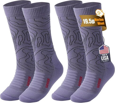 SAMSOX Merino Wool Crew Hiking Socks - Made in USA, Lightweight with Cushion, Boot Socks for Men Women (Sierra) in Kuwait