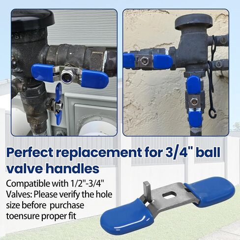 استبدال مقبض صمام الكرة 3/4 بوصة لـ Zurn Wilkins RK34-BVHD، قطعتان من استبدال مقبض رافعة الصمام 3/4 بوصة، مقبض صمام مياه من الفولاذ المقاوم للصدأ، أزرق in Kuwait