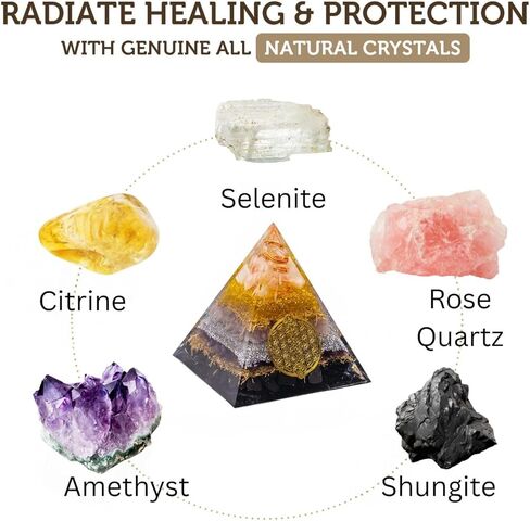 Citrine, Shungite Orgone Pyramid, Selenite, Rose Quartz, Amethyst, orgonite Chakra Pyramid Crystal, Energy Generator in Saudi Arabia