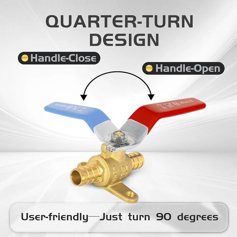 20 حزمة من صمام الكرة Foskan Brass PEX Crimp Drop Ear، صمام إغلاق كامل المنفذ 1/2 بوصة لتوزيع المياه الساخنة والباردة (الأزرق والأحمر) in Kuwait
