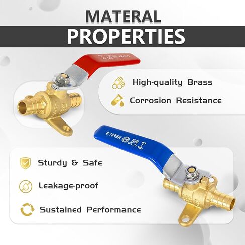 20 حزمة من صمام الكرة Foskan Brass PEX Crimp Drop Ear، صمام إغلاق كامل المنفذ 1/2 بوصة لتوزيع المياه الساخنة والباردة (الأزرق والأحمر) in Kuwait
