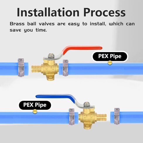 20 حزمة من صمام الكرة Foskan Brass PEX Crimp Drop Ear، صمام إغلاق كامل المنفذ 1/2 بوصة لتوزيع المياه الساخنة والباردة (الأزرق والأحمر) in Kuwait