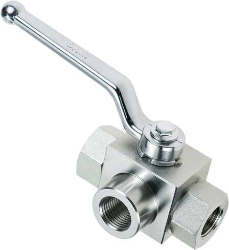 QWORK 3-Way High Pressure Hydraulic Ball Valve, 1/2" NPT Female, 7250 PSI, for Controls Flow Direction of Water, Oil, Gas in Saudi Arabia