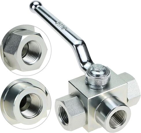 QWORK 3-Way High Pressure Hydraulic Ball Valve, 1/2" NPT Female, 7250 PSI, for Controls Flow Direction of Water, Oil, Gas in Saudi Arabia