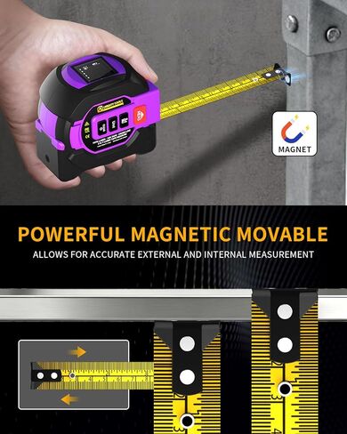 3 in 1 Digital Laser Tape Measure, 197ft/60m Laser Distance Meter, 16ft/5m Digital Tape Measure with Cross Line, AutoLock, ft/in/m Unit Switch, Measure Area, Volume, Pythagorean in Saudi Arabia