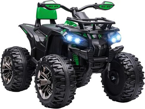 Aosom 12V Kids Ride on ATV، 4 عجلات للأطفال مع إطارات مداس، سيارة كهربائية رباعية مع موسيقى، USB، MP3 ومصابيح أمامية للأولاد والبنات، أحمر in Kuwait