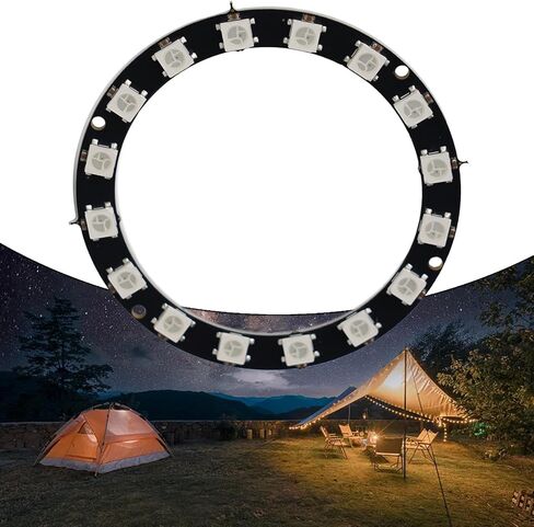 5V Individual Addressable RGB LED Ring for Arduino W2812 – 16-LED Programmable Color Ring with in/Out Data Pins, Compatible with Microcontrollers, Requires 5V Power Supply (1 Pack) in Saudi Arabia