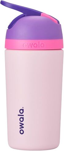 Owala Kids Flip Insulated Stainless-Steel Water Bottle with Straw and Locking Lid, 14-Ounce, Purple/Pink (Bunny Business) in Kuwait