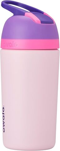 Owala Kids Flip Insulated Stainless-Steel Water Bottle with Straw and Locking Lid, 14-Ounce, Purple/Pink (Bunny Business) in Kuwait