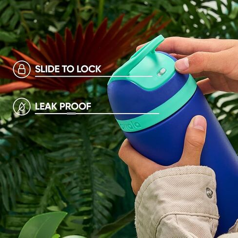 Owala Kids Flip Insulated Stainless-Steel Water Bottle with Straw and Locking Lid, 14-Ounce, Purple/Pink (Bunny Business) in Kuwait