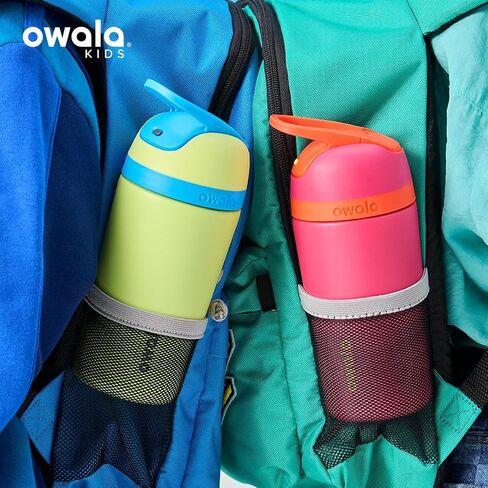 Owala Kids Flip Insulated Stainless-Steel Water Bottle with Straw and Locking Lid, 14-Ounce, Purple/Pink (Bunny Business) in Kuwait